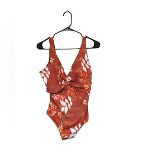 As Rose Rich red floral one piece swimsuit size XL new with tags